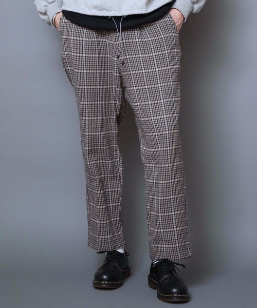KANGOL(カンゴール)の「【KANGOL/カンゴール】ツイードパンツ チェックパンツ ワイドパンツ テーパードシルエット ウエストゴム仕様(その他パンツ・メンズ・グレー/ベージュ・MEDIUM/LARGE/X-LARGE)」の1枚目の写真