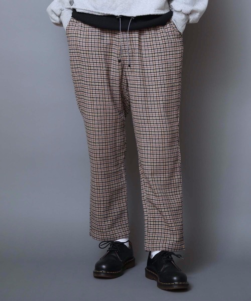KANGOL(カンゴール)の「【KANGOL/カンゴール】ツイードパンツ チェックパンツ ワイドパンツ テーパードシルエット ウエストゴム仕様(その他パンツ・メンズ・グレー/ベージュ・MEDIUM/LARGE/X-LARGE)」の4枚目の写真