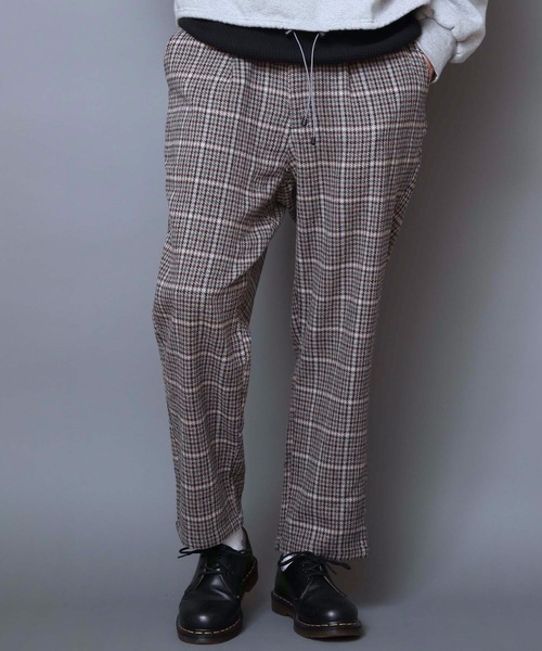KANGOL(カンゴール)の「【KANGOL/カンゴール】ツイードパンツ チェックパンツ ワイドパンツ テーパードシルエット ウエストゴム仕様(その他パンツ・メンズ・グレー/ベージュ・MEDIUM/LARGE/X-LARGE)」の3枚目の写真