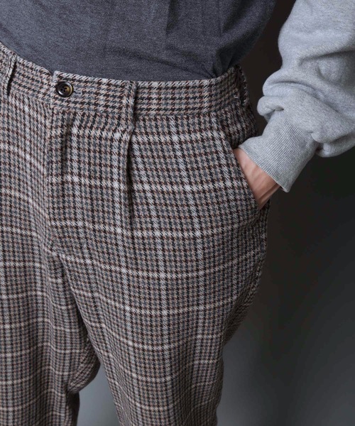 KANGOL(カンゴール)の「【KANGOL/カンゴール】ツイードパンツ チェックパンツ ワイドパンツ テーパードシルエット ウエストゴム仕様(その他パンツ・メンズ・グレー/ベージュ・MEDIUM/LARGE/X-LARGE)」の9枚目の写真
