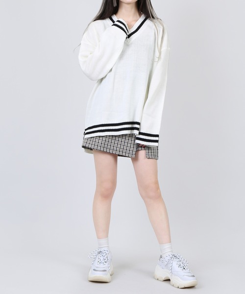 DING（ディング）の「DING/スクールニット（ニット/セーター・レディース・ベージュ/ホワイト/ブラック・FREE）」の4枚目の写真