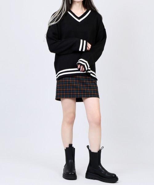 DING（ディング）の「DING/スクールニット（ニット/セーター・レディース・ベージュ/ホワイト/ブラック・FREE）」の6枚目の写真