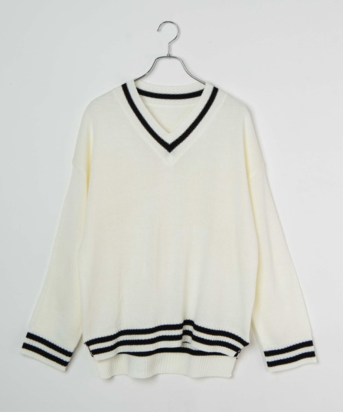 DING（ディング）の「DING/スクールニット（ニット/セーター・レディース・ベージュ/ホワイト/ブラック・FREE）」の8枚目の写真