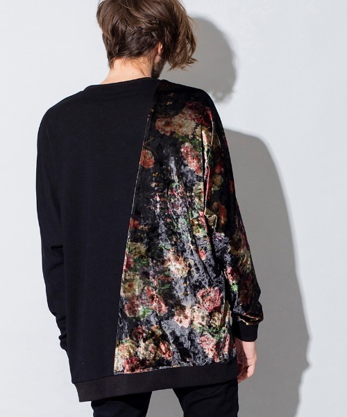 NO ID.(ノーアイディ)の「mlt3256-ベロア切替ドルマンスリーブロンT(Tシャツ/カットソー・メンズ・ホワイト×レッド/ホワイト×ブルー/ブラック×レッド/ブラック×ブルー・ONE SIZE)」の12枚目の写真