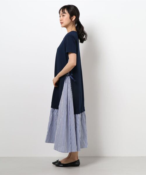 Wonder apartment（ワンダーアパートメント）の「[F]30/-天竺ストライプ切り替えワンピース（ワンピース・レディース・ネイビー・F）」の2枚目の写真