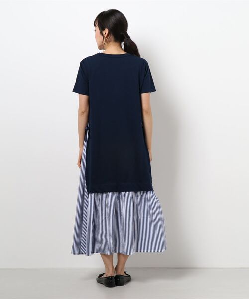 Wonder apartment（ワンダーアパートメント）の「[F]30/-天竺ストライプ切り替えワンピース（ワンピース・レディース・ネイビー・F）」の3枚目の写真