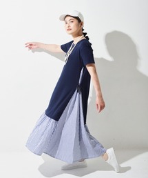 Wonder apartment | [F]30/-天竺ストライプ切り替えワンピース(ワンピース)