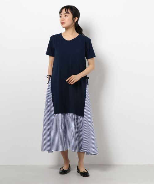 Wonder apartment（ワンダーアパートメント）の「[F]30/-天竺ストライプ切り替えワンピース（ワンピース・レディース・ネイビー・F）」の5枚目の写真