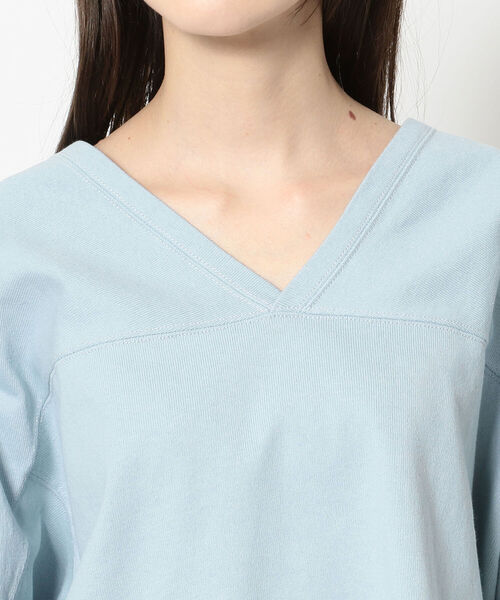 Uncut Bound（アンカットバウンド）の「Uncut Bound(アンカットバウンド) 2WAY 配色ドルマンカットソー（Tシャツ/カットソー・レディース・キナリ/サックスブルー/ブラック・FREE）」の5枚目の写真