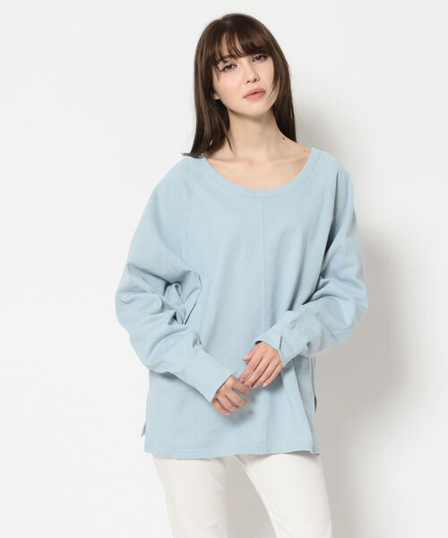 Uncut Bound（アンカットバウンド）の「Uncut Bound(アンカットバウンド) 2WAY 配色ドルマンカットソー（Tシャツ/カットソー・レディース・キナリ/サックスブルー/ブラック・FREE）」の13枚目の写真