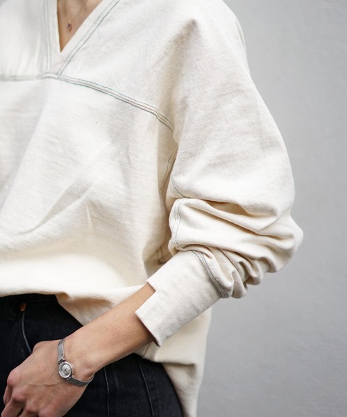 Uncut Bound（アンカットバウンド）の「Uncut Bound(アンカットバウンド) 2WAY 配色ドルマンカットソー（Tシャツ/カットソー・レディース・キナリ/サックスブルー/ブラック・FREE）」の17枚目の写真