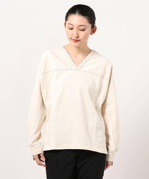 Uncut Bound（アンカットバウンド）の「Uncut Bound(アンカットバウンド) 2WAY 配色ドルマンカットソー（Tシャツ/カットソー・レディース・キナリ/サックスブルー/ブラック・FREE）」の8枚目の写真