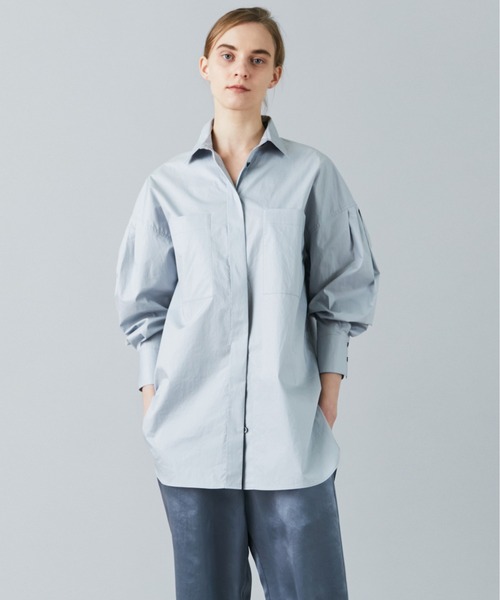 1er Arrondissement（プルミエアロンディスモン）の「コンパクトツイルシャツ（シャツ/ブラウス・レディース・ホワイト/サックスブルー/ネイビー・38/36）」の3枚目の写真