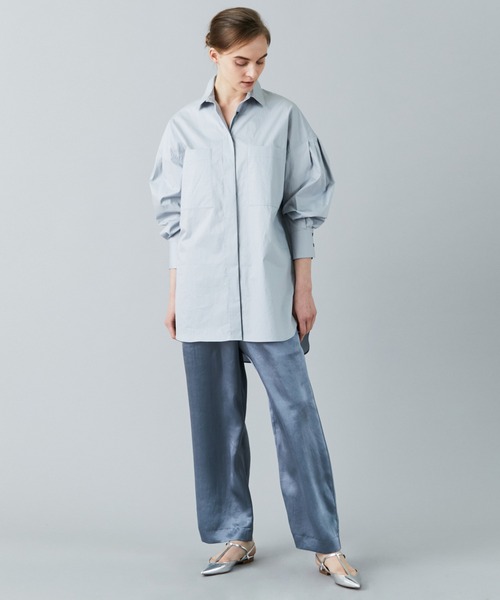 1er Arrondissement（プルミエアロンディスモン）の「コンパクトツイルシャツ（シャツ/ブラウス・レディース・ホワイト/サックスブルー/ネイビー・38/36）」の6枚目の写真