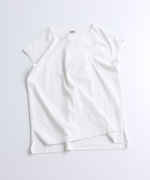 aimer le mieux（エメルミュー）の「aimer　USAコットン18/-天竺 製品染フレンチスリーブプルオーバー（Tシャツ/カットソー・レディース・ベージュ/ネイビー/ピンク/サックスブルー/ダークブラウン/オフホワイト・FREE）」の2枚目の写真