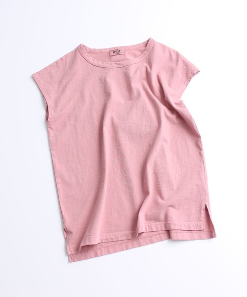 aimer le mieux（エメルミュー）の「aimer　USAコットン18/-天竺 製品染フレンチスリーブプルオーバー（Tシャツ/カットソー・レディース・ベージュ/ネイビー/ピンク/サックスブルー/ダークブラウン/オフホワイト・FREE）」の6枚目の写真
