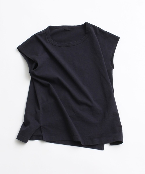 aimer le mieux（エメルミュー）の「aimer　USAコットン18/-天竺 製品染フレンチスリーブプルオーバー（Tシャツ/カットソー・レディース・ベージュ/ネイビー/ピンク/サックスブルー/ダークブラウン/オフホワイト・FREE）」の13枚目の写真