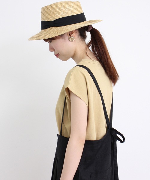 aimer le mieux（エメルミュー）の「aimer　USAコットン18/-天竺 製品染フレンチスリーブプルオーバー（Tシャツ/カットソー・レディース・ベージュ/ネイビー/ピンク/サックスブルー/ダークブラウン/オフホワイト・FREE）」の18枚目の写真