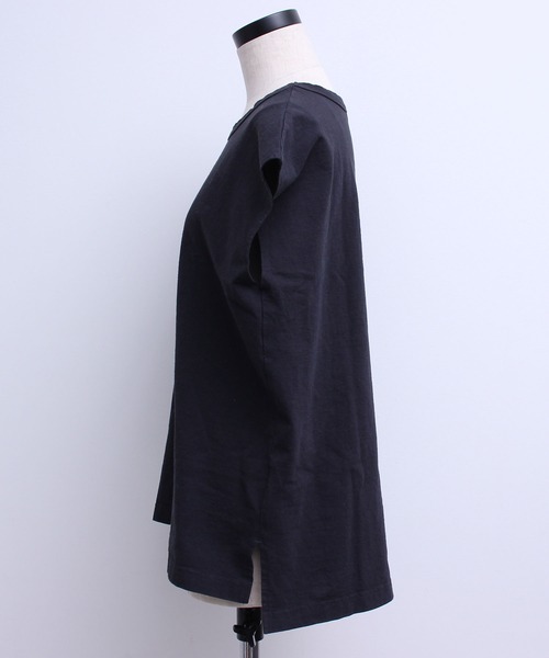 aimer le mieux（エメルミュー）の「aimer　USAコットン18/-天竺 製品染フレンチスリーブプルオーバー（Tシャツ/カットソー・レディース・ベージュ/ネイビー/ピンク/サックスブルー/ダークブラウン/オフホワイト・FREE）」の7枚目の写真