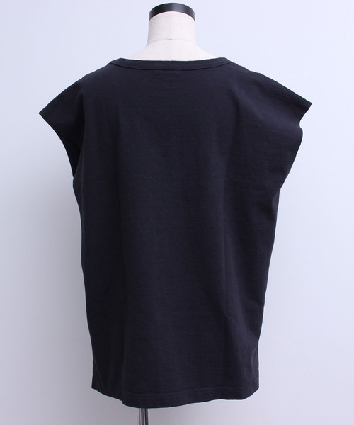 aimer le mieux（エメルミュー）の「aimer　USAコットン18/-天竺 製品染フレンチスリーブプルオーバー（Tシャツ/カットソー・レディース・ベージュ/ネイビー/ピンク/サックスブルー/ダークブラウン/オフホワイト・FREE）」の8枚目の写真