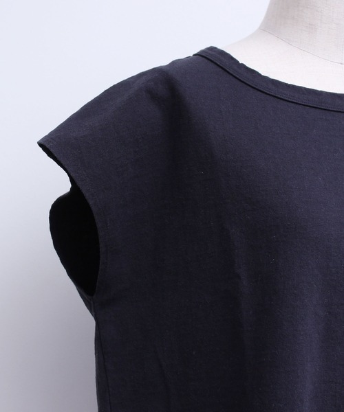 aimer le mieux（エメルミュー）の「aimer　USAコットン18/-天竺 製品染フレンチスリーブプルオーバー（Tシャツ/カットソー・レディース・ベージュ/ネイビー/ピンク/サックスブルー/ダークブラウン/オフホワイト・FREE）」の11枚目の写真