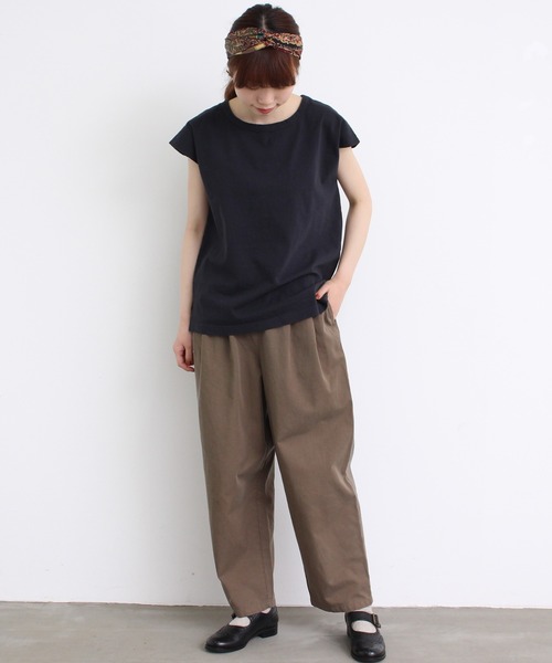 aimer le mieux（エメルミュー）の「aimer　USAコットン18/-天竺 製品染フレンチスリーブプルオーバー（Tシャツ/カットソー・レディース・ベージュ/ネイビー/ピンク/サックスブルー/ダークブラウン/オフホワイト・FREE）」の22枚目の写真