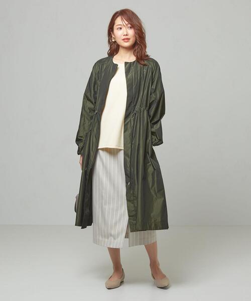 GYMPHLEX(ジムフレックス)の「<Gymphlex>●MCRO/P タフタ ドロスト ノーカラーコート(その他アウター・レディース・ブラック/オリーブ・FREE)」の1枚目の写真