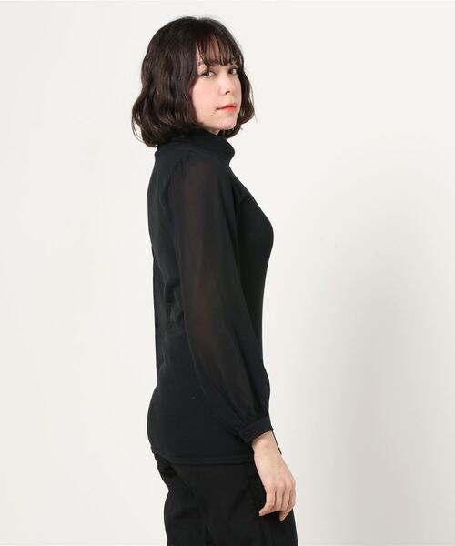 NARACAMICIE（ナラカミーチェ）の「テレコハイネック袖シフォンプルオーバー（Tシャツ/カットソー・レディース・ブラック/ボルドー・MEDIUM）」の8枚目の写真