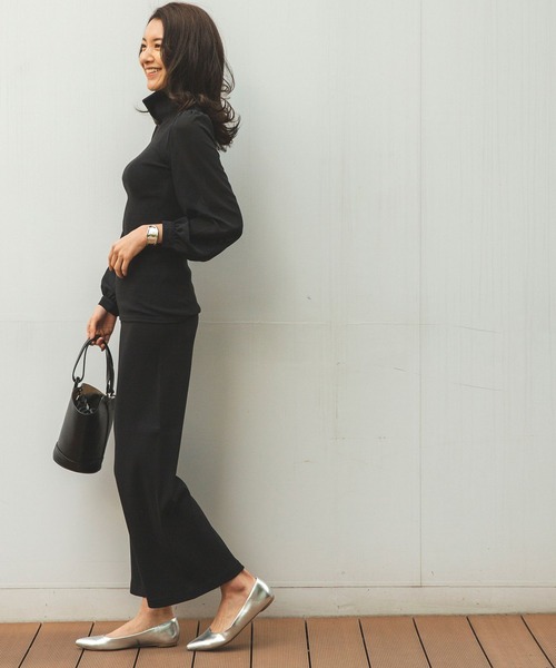 NARACAMICIE（ナラカミーチェ）の「テレコハイネック袖シフォンプルオーバー（Tシャツ/カットソー・レディース・ブラック/ボルドー・MEDIUM）」の15枚目の写真