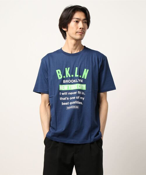 STYLEBLOCK（スタイルブロック）の「半袖ロゴプリントTシャツ（Tシャツ/カットソー・メンズ・ネイビー/杢グレー/ホワイト・L/M/LL）」の3枚目の写真