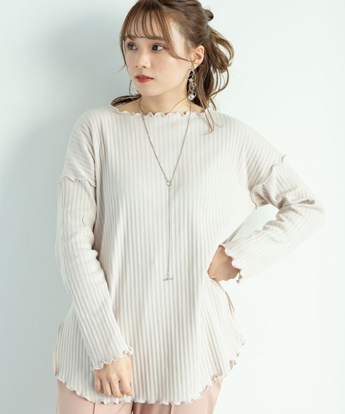 earth music&ecology(アースミュージックアンドエコロジー)の「【WEB限定】ランダムリブチュニック *(Tシャツ/カットソー・レディース・オフホワイト/ライトベージュ・FREE)」の2枚目の写真