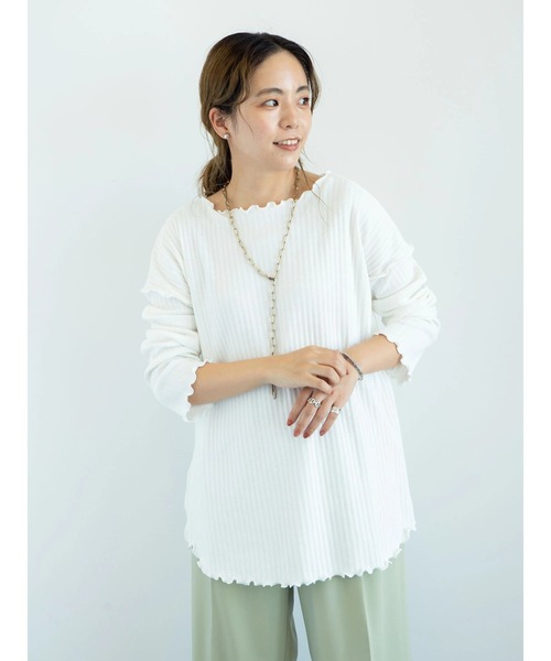 earth music&ecology(アースミュージックアンドエコロジー)の「【WEB限定】ランダムリブチュニック *(Tシャツ/カットソー・レディース・オフホワイト/ライトベージュ・FREE)」の9枚目の写真