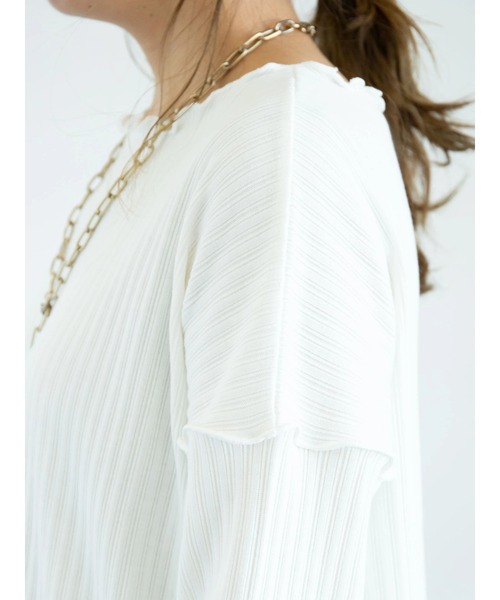 earth music&ecology(アースミュージックアンドエコロジー)の「【WEB限定】ランダムリブチュニック *(Tシャツ/カットソー・レディース・オフホワイト/ライトベージュ・FREE)」の3枚目の写真