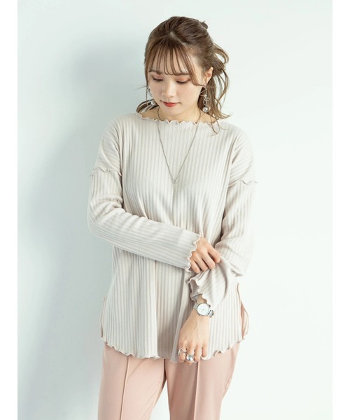 earth music&ecology(アースミュージックアンドエコロジー)の「【WEB限定】ランダムリブチュニック *(Tシャツ/カットソー・レディース・オフホワイト/ライトベージュ・FREE)」の4枚目の写真