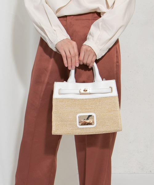 RODE SKO（ロデスコ）の「MIEP 異素材スクエアバッグ∴（トートバッグ・レディース・ホワイト/ブラック/ブラウン・ONE）」の5枚目の写真