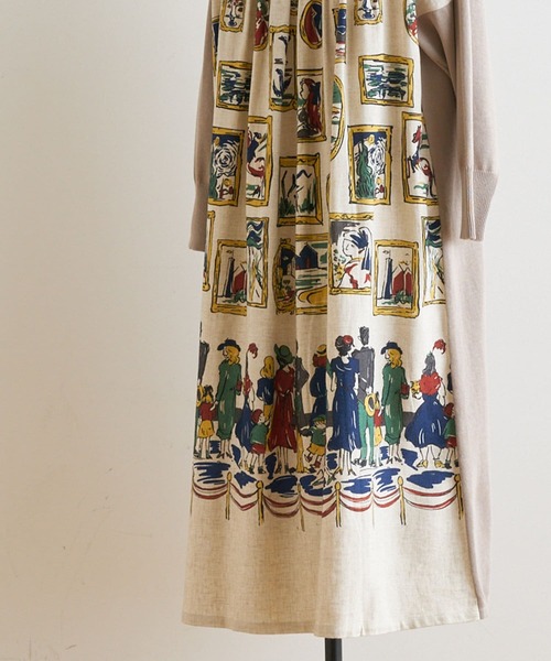 BEARDSLEY（ビアズリー）の「ミュージアムプリントニットワンピース（ワンピース・レディース・ベージュ/グレー・FREE）」の13枚目の写真