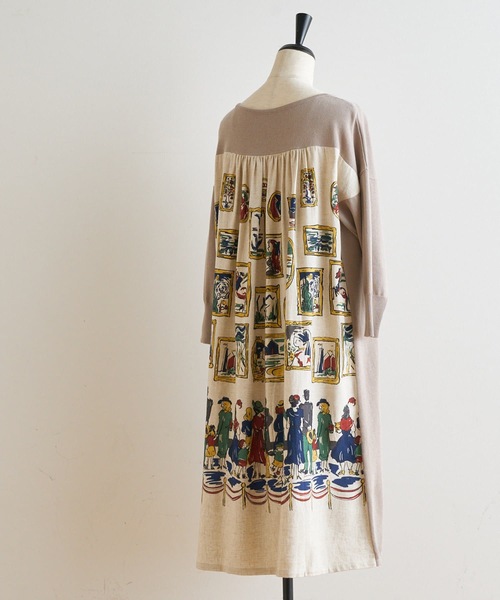 BEARDSLEY（ビアズリー）の「ミュージアムプリントニットワンピース（ワンピース・レディース・ベージュ/グレー・FREE）」の20枚目の写真