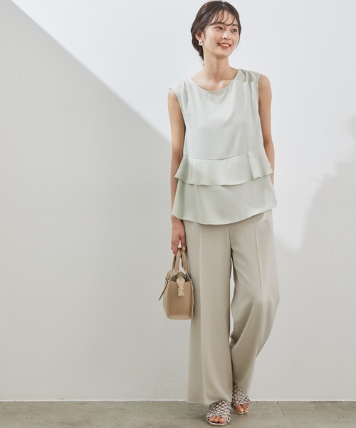 ROPE' PICNIC（ロペピクニック）の「【マシンウォッシャブル】リネン調センタープレスクロップドパンツ（その他パンツ・レディース・グレー/ネイビー/ピンク系その他2・38/40）」の16枚目の写真