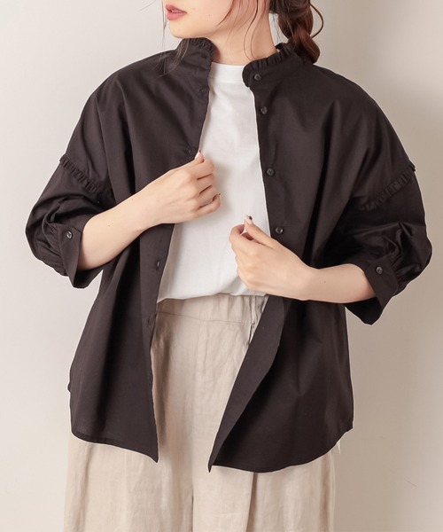 PUAL CE CIN（ピュアルセシン）の「【Du noir・WEB限定】2WAYフリルブラウス（シャツ/ブラウス・レディース・ホワイト/ブルー/ブラック・FREE）」の3枚目の写真