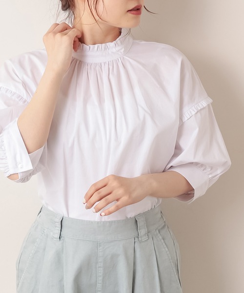 PUAL CE CIN（ピュアルセシン）の「【Du noir・WEB限定】2WAYフリルブラウス（シャツ/ブラウス・レディース・ホワイト/ブルー/ブラック・FREE）」の4枚目の写真