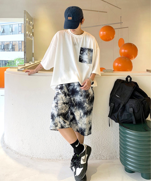 【セール】【neos -addictive design-】ルーズシルエット ムラ染め ポケ付きTシャツ×ハーフパンツ セットアップ（Tシャツ/カットソー）｜neos（ネオス）