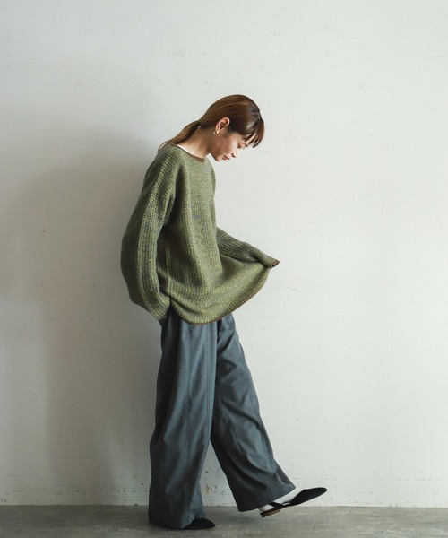 新品タグ付き☆フィルデフェール　ラムナイロンモヘヤ　ボートネックロングニット☆ FIL DE FER（フィルデフェール）の「ラムナイロンモヘヤ ボートネック