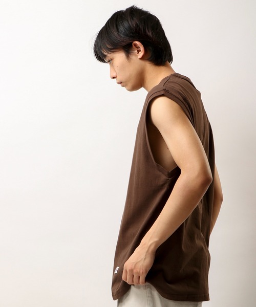 JEMORGAN（ジェーイーモーガン）の「JEMORGAN ビッグシルエット天竺ノースリーブ（タンクトップ・メンズ・ホワイト/ブラック/ピンク/オレンジ/ブラウン/ネイビー・M/L/XL）」の10枚目の写真