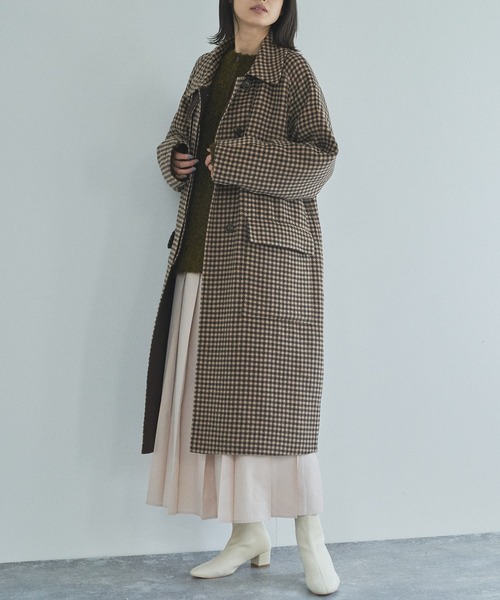 audrey and john wad（オードリーアンドジョンワッド）の「【Audrey and John Wad】ダブルフェイスステンカラーロングコート（ステンカラーコート・レディース・ブラウン/ライトグレー・M/S）」の13枚目の写真