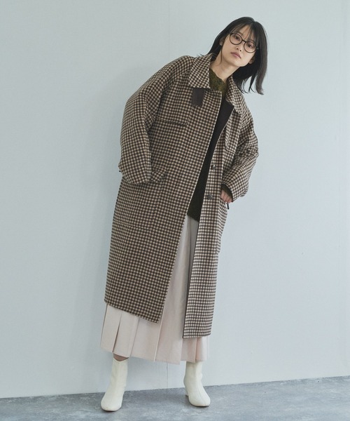 audrey and john wad（オードリーアンドジョンワッド）の「【Audrey and John Wad】ダブルフェイスステンカラーロングコート（ステンカラーコート・レディース・ブラウン/ライトグレー・M/S）」の14枚目の写真