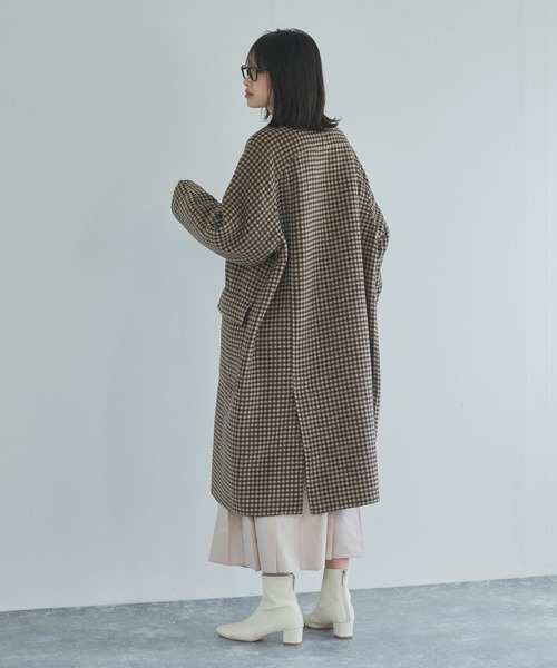 スタンドカラーロングコート　オードリーアンドジョンワッド ステンカラーコート Audrey and John Wad オードリーアンドジョンワッド リブ付きスタンド