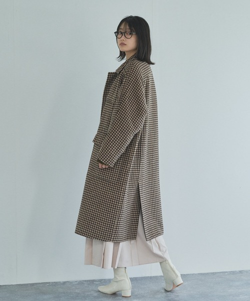 audrey and john wad（オードリーアンドジョンワッド）の「【Audrey and John Wad】ダブルフェイスステンカラーロングコート（ステンカラーコート・レディース・ブラウン/ライトグレー・M/S）」の16枚目の写真