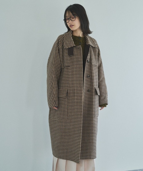 audrey and john wad（オードリーアンドジョンワッド）の「【Audrey and John Wad】ダブルフェイスステンカラーロングコート（ステンカラーコート・レディース・ブラウン/ライトグレー・M/S）」の17枚目の写真