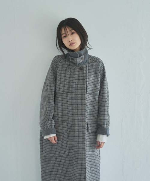 audrey and john wad（オードリーアンドジョンワッド）の「【Audrey and John Wad】ダブルフェイスステンカラーロングコート（ステンカラーコート・レディース・ブラウン/ライトグレー・M/S）」の4枚目の写真