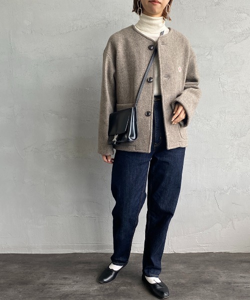 DANTON（ダントン）の「[DANTON/ダントン] ウールライトパイル ノーカラーショートジャケット（ノーカラージャケット・レディース・ベージュ/ブラウン/ネイビー・38/36）」の20枚目の写真